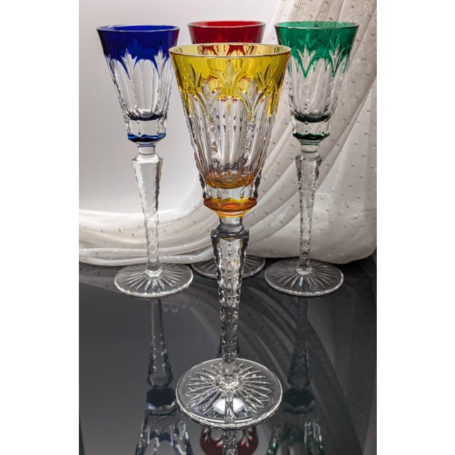 Late 20th Century Faberge Crystal Palais Royal Cordial Glasses, Set of 4 With Box For Sale - Image 4 of 13