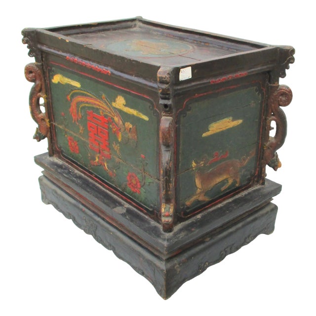 Chinese Provincial Lidded Trunk Hand Made Antique For Sale