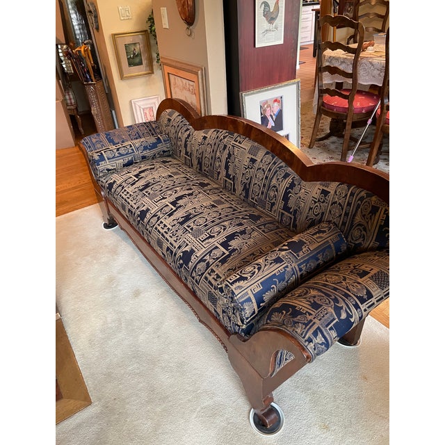 Traditional French Empire / Restauration-Inspired Vintage Settee For Sale - Image 3 of 6