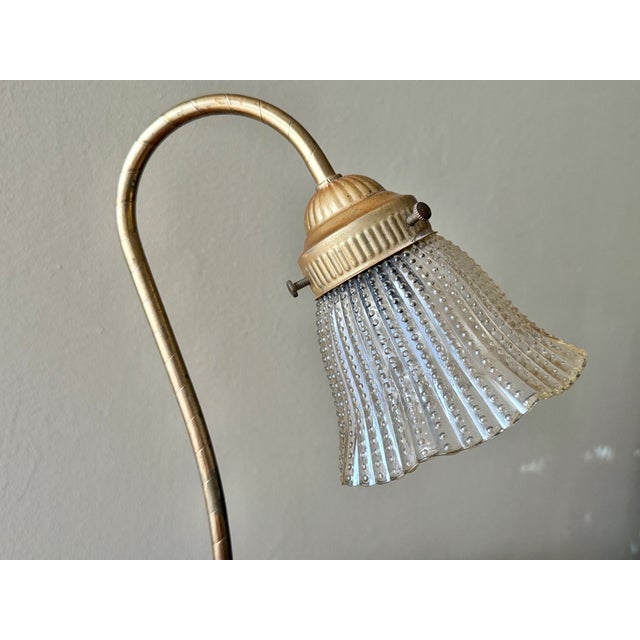 Mid 20th Century Gooseneck Lily Pad Lamp With Glass Shade For Sale - Image 10 of 10