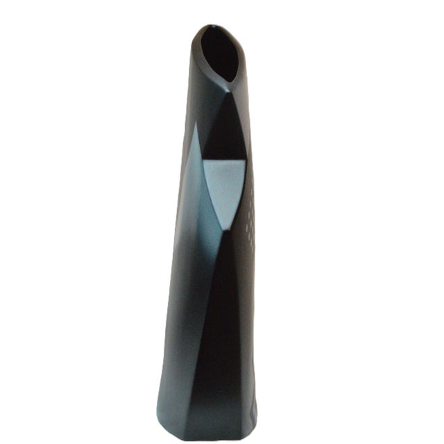 1990s 1990s John Bergen Satin Black Large Geometric Shape Ceramic Vase For Sale - Image 5 of 10