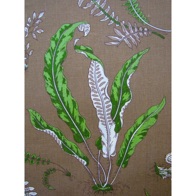 The House of Scalamandre Scalamandre Linen Fabric Elsie De Wolf Outdoor Greens on Brown For Sale - Image 4 of 4