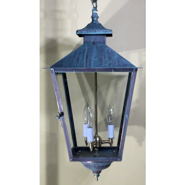 American Classic Solid Copper & Brass Hanging Pendant / Lantern Light For Sale - Image 3 of 15