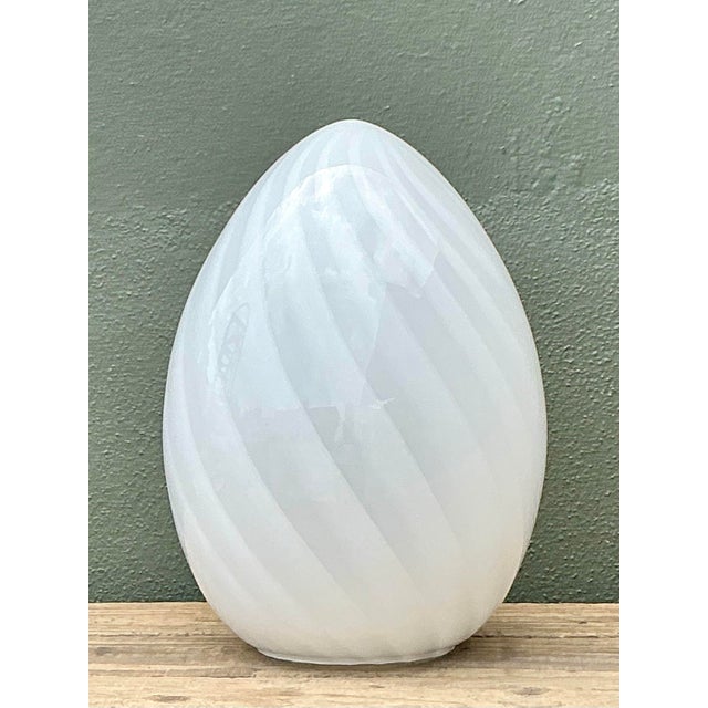 Mid-Century Modern Vintage Italian Swirl Glass Egg Lamp After Murano For Sale - Image 3 of 12