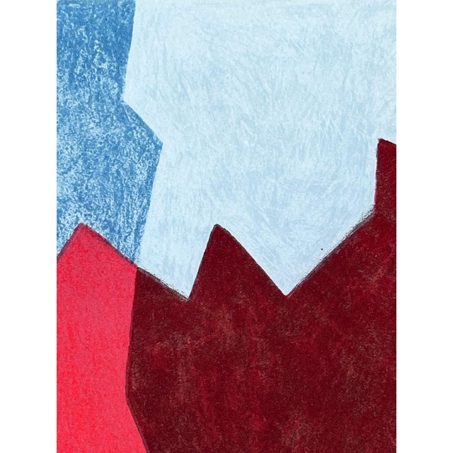 Serge Poliakoff, Composition in Red and Blue L68, 1968, Lithograph For Sale - Image 4 of 8