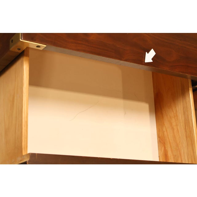 Late 20th Century Lane Campaign Style Walnut Chest Of Drawers For Sale - Image 5 of 18