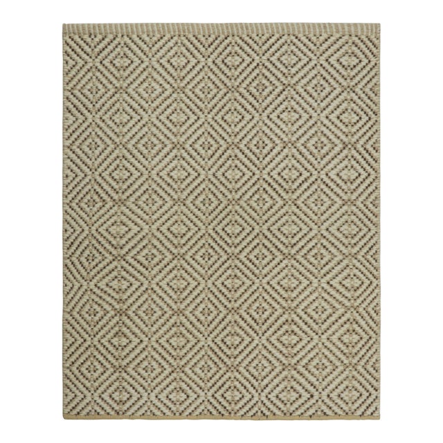 Rug & Kilim’s Contemporary Flatweave in Brown & Cream Geometric Patterns For Sale