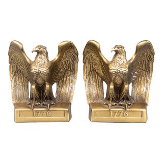 Vintage American Federal Brass Eagle Bookends For Sale
