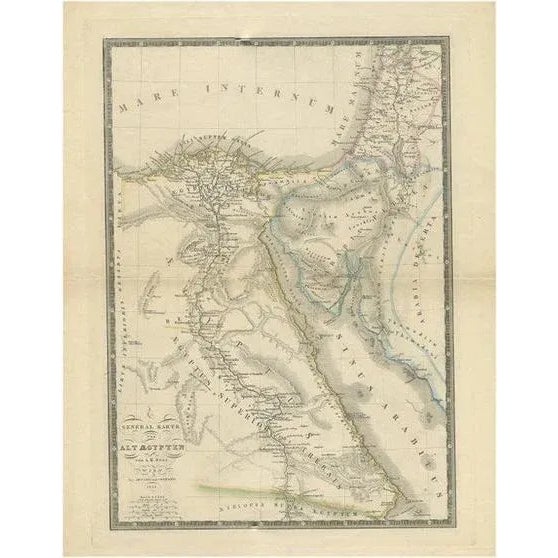 Mid 19th Century Antique Map of Ancient Egypt by Aeg, 1845 For Sale - Image 5 of 5