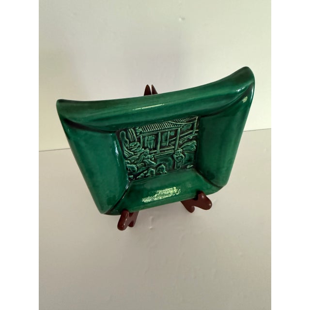 Vintage Green Asian Relief Ashtray Catchall For Sale - Image 11 of 12