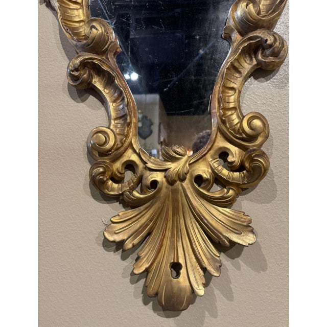 Mid 19th Century Pair of 19th Century Italian Louis XV Carved Giltwood Wall Mirrors For Sale - Image 5 of 10