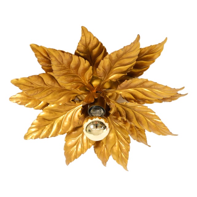 Large Gold-Plated Ceiling Lamp in the style of Hans Kögl Florentine, 1980s For Sale