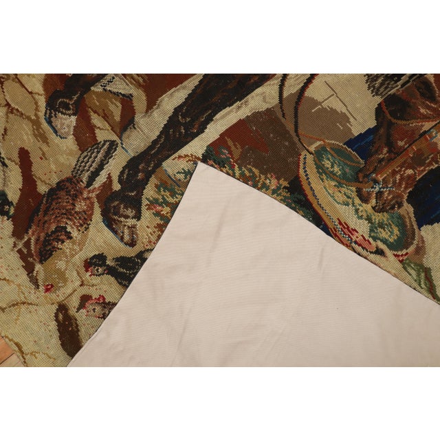 Brown Early 20th Century Zabihi Collection English Needlepoint Horse Scene - 6'10" x 7'8" For Sale - Image 8 of 12