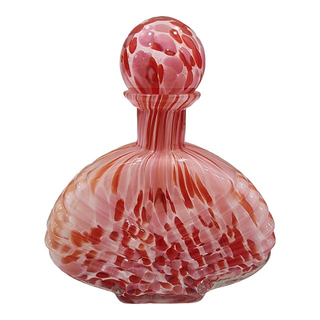 1980s Beautiful Fan Shaped Murano Blown Glass Perfume Bottle For Sale