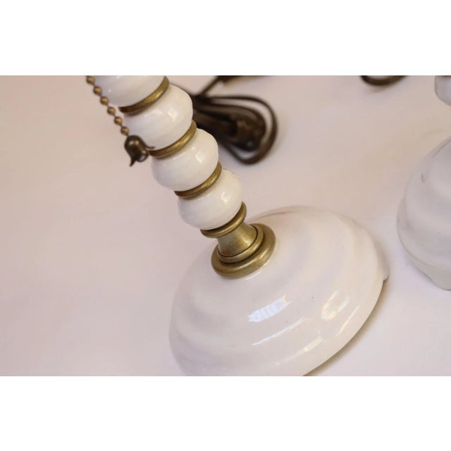 Pair of Vintage Stacked Bobbin Form Porcelain and Brass Boudoir / Bedside Lamps For Sale - Image 10 of 16