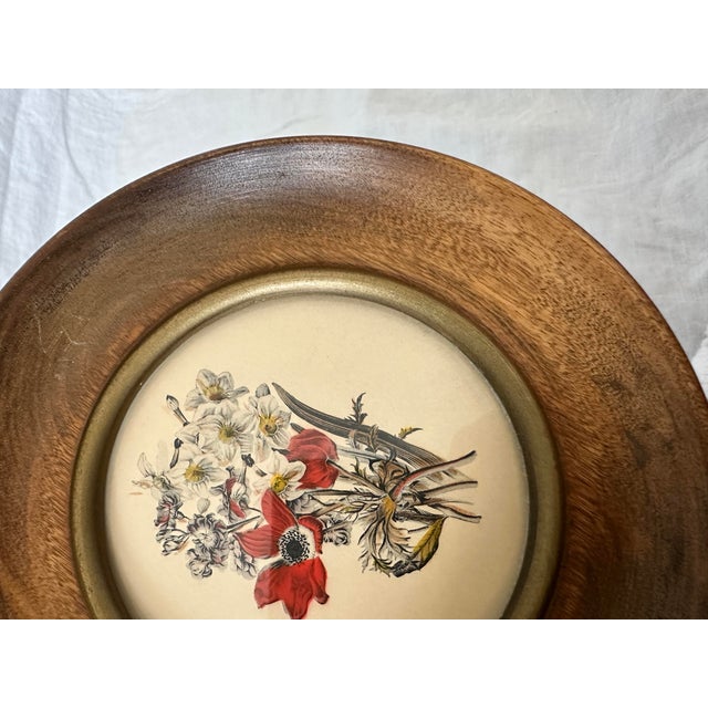 Farmhouse Pair of Small Wood Framed Floral Pictures For Sale - Image 3 of 4