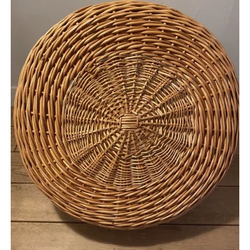 Boho Chic Vintage Huge Decorative Storage Wicker Basket with Handle For Sale - Image 3 of 9