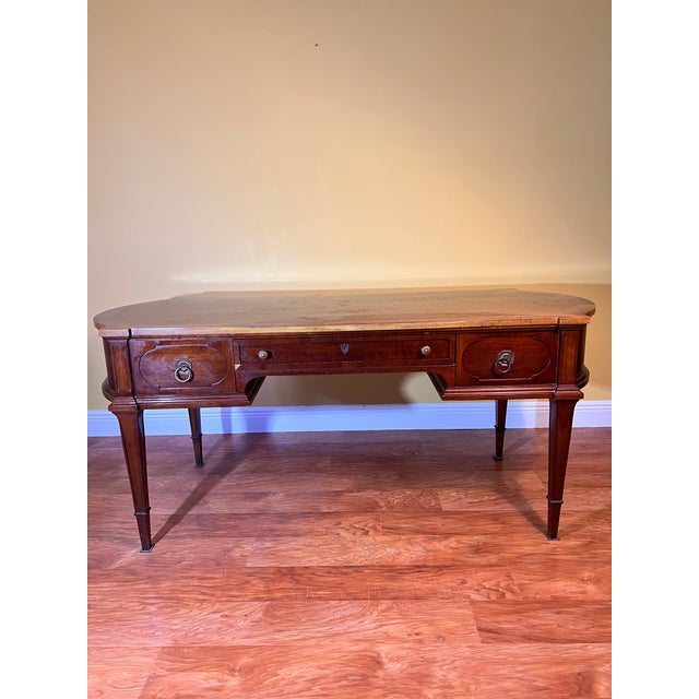 1980s 1980s Thomasville Traditional Solid Wood Writing Desk With Brass Hardware For Sale - Image 5 of 10