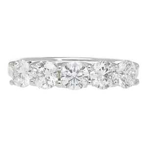 1.54 Carat Round Lab-Grown Diamond in 14k White Gold Half Eternity Ring Size 5