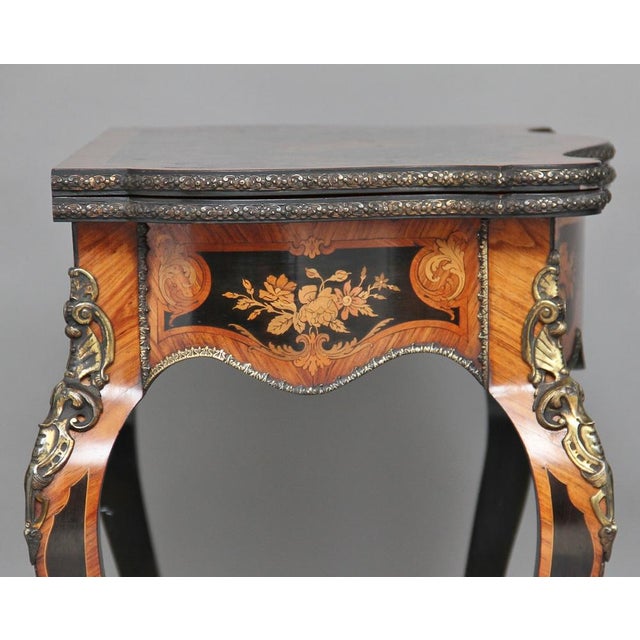 19th Century Ebonised Marquetry & Ormolu Card Table, 1870s For Sale - Image 11 of 14