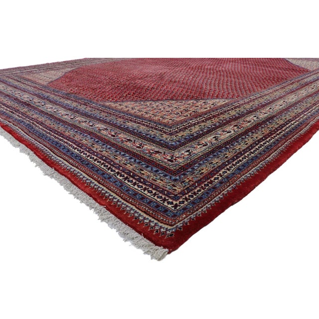 Vintage Persian Sarouk Mir Boteh Rug with Jacobean Style 11'05 x 15'11. With its striking appeal and saturated red color...