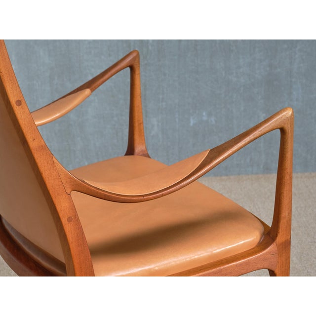 1950s Armchair in Walnut and Leather by Hans Asplund for Nordiska Kompaniet, 1955 For Sale - Image 5 of 18