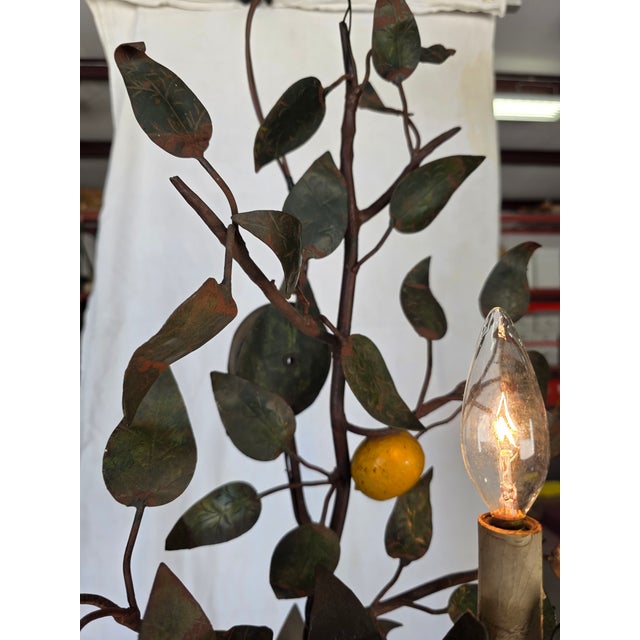 Mid 20th Century Vintage Italian Tole Citrus Wall Sconce For Sale - Image 5 of 15