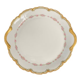 Antique Theodore Haviland Limoges Serving Plate Platter With Heavy Gold For Sale
