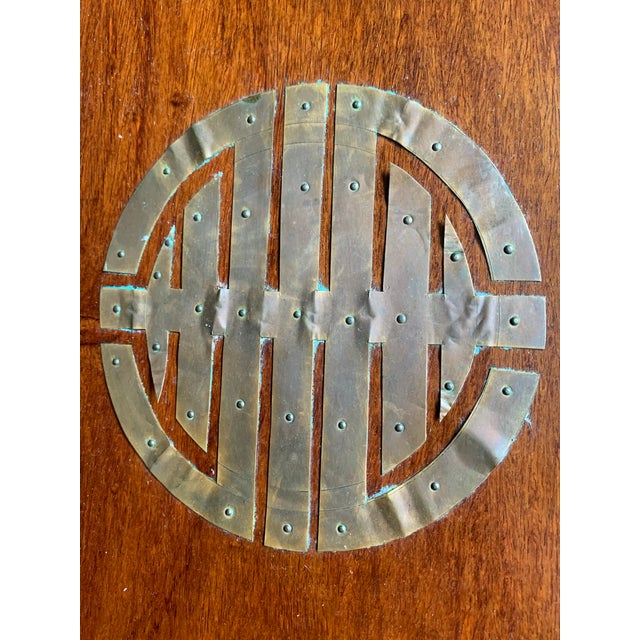 Vintage Asian Rosewood Serving Tray With Brass 3 Pieces Mid Century For Sale - Image 11 of 12