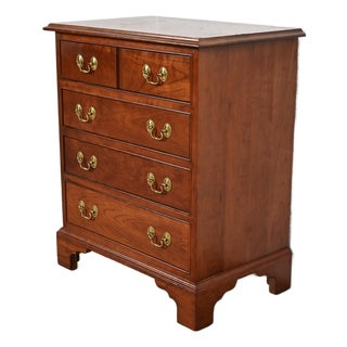 Stickley Georgian Solid Cherry Wood Nightstand or Bachelor Chest For Sale
