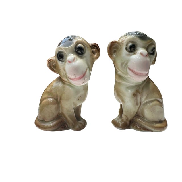 Vintage Mid-Century Modern Palm Beach Monkey Statues Salt and Pepper Shakers Set Monkey Figurines – Pair For Sale - Image 4 of 7