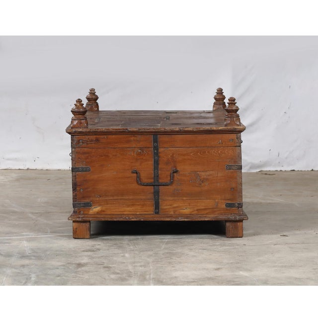 Antique Indian Teakwood Blanket Chest/Coffee Table For Sale - Image 4 of 8