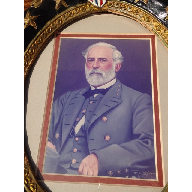 Vintage Picture W British Gentleman W Ceramic Frame & Eagle Motif & Stars For Sale - Image 9 of 12