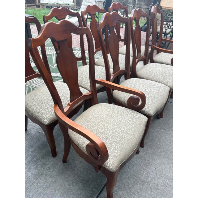 Vintage Thomasville Queen Anne Dining Chairs With Scroll Arms — Set of 8 For Sale In Denver - Image 6 of 12