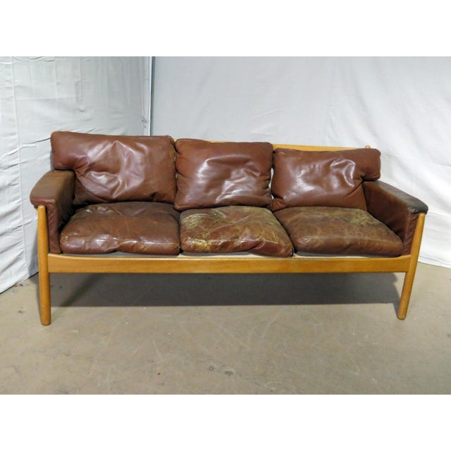 Vintage Mid Century Danish Distressed Leather Sofa Chairish