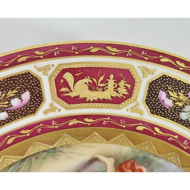 Oxblood Red Austrian 19th C Royal Vienna Allegorical Angel Porcelain Plate by Schrott For Sale - Image 8 of 13