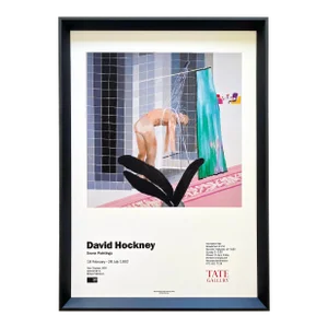 David Hockney Vintage 1992 Lithograph Print Framed Pop Art Exhibition Poster " Man in Shower in Beverly Hills " 1964