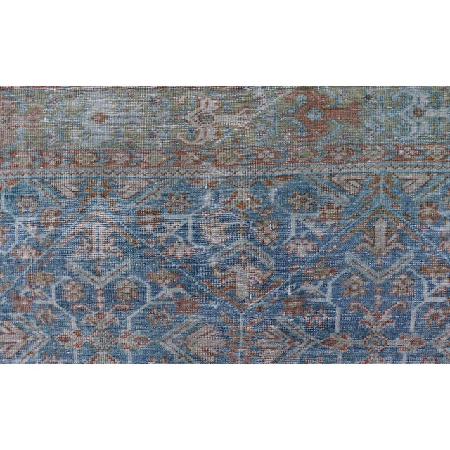 Early 20th Century Antique Persian Sultanabad Rug in Light Blue and Green With All-Over Design 4'2"x6'5" For Sale - Image 5 of 10