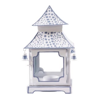 Dot French Blue/White Pagoda Hurricane, Small For Sale