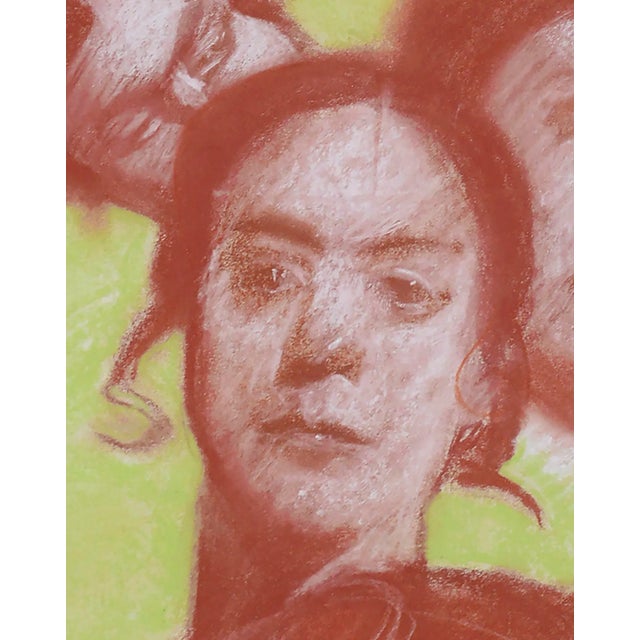 American Four Faces - Vintage Portrait Study in Red & Green by Clayton Anderson For Sale - Image 3 of 8