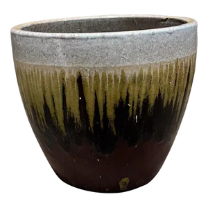 1970s Artisan Lava Drip Glaze Planter Pot Red and Green