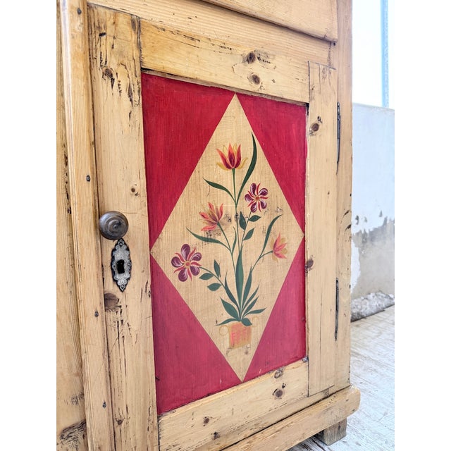 Antique Folk Art Polychrome Grocery Store Cabinet from Savoy, 1940s For Sale - Image 16 of 18