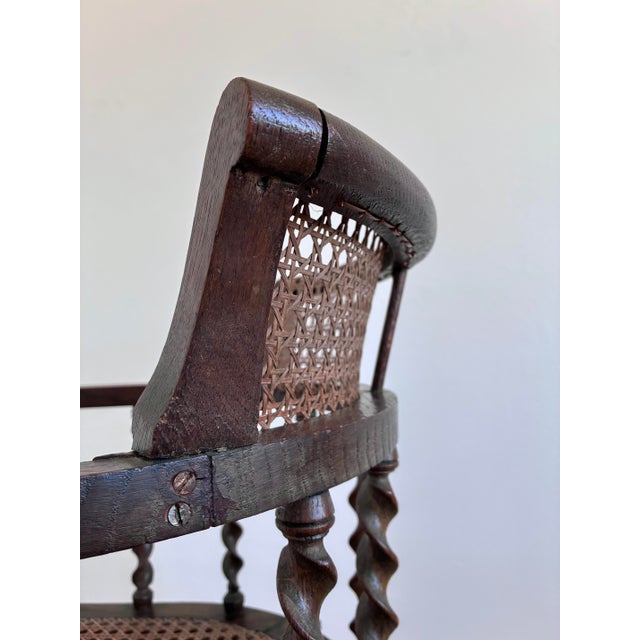 Edwardian Barley Twist Armchair With Cane, English, Early 20th Century For Sale - Image 13 of 16