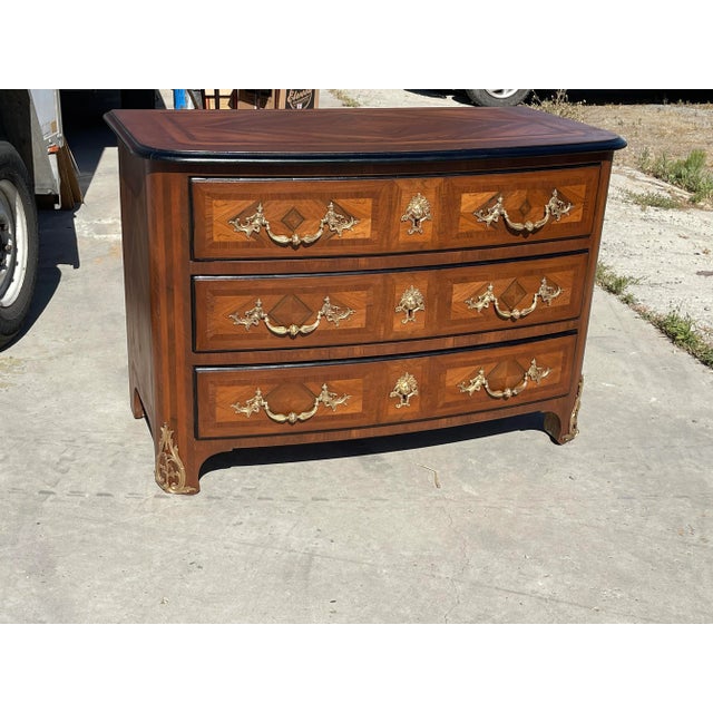 French 18th Century Style Chest, Signed Label Chinoiserie Hardware For Sale - Image 13 of 13