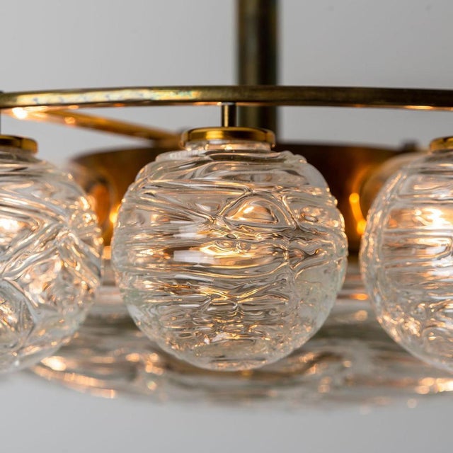 Globe Lights Wave Glass Chandelier attributed to Doria Leuchten, 1965 For Sale - Image 11 of 16