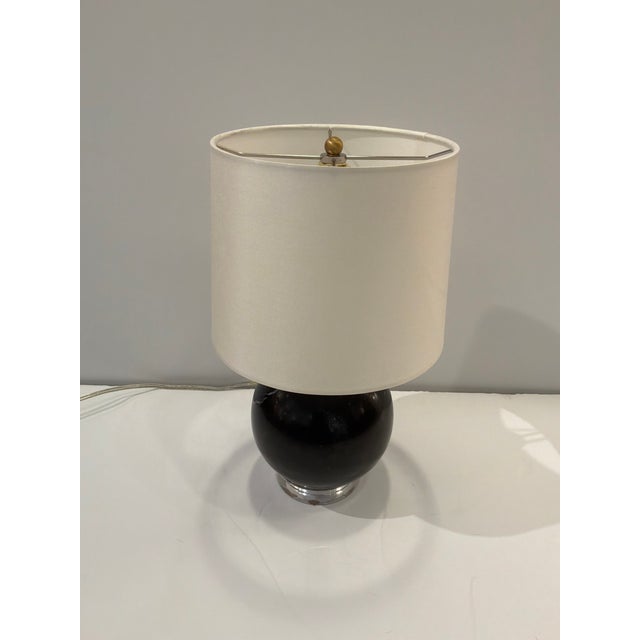 Modern Black Marble Ball Lamp Acrylic Base For Sale - Image 4 of 7