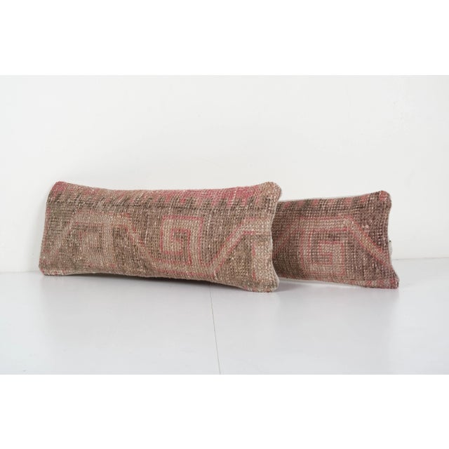 Mid-Century Modern Turkish Brown Carpet Pillow Cover - a Pair For Sale - Image 3 of 5