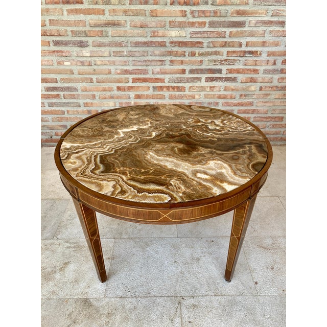 Early 20th Century Circular Side Table in Wood with Lemongrass Marquetry Fillets For Sale - Image 16 of 18