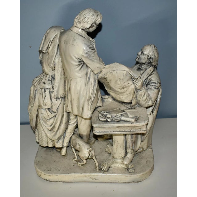 John Rogers Plaster Statue Sculpture Antique Coming to the Parson Patented 1870 For Sale In Philadelphia - Image 6 of 12