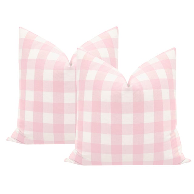 Not Yet Made - Made To Order 22" Primrose Country Check Pillows - a Pair For Sale - Image 5 of 5